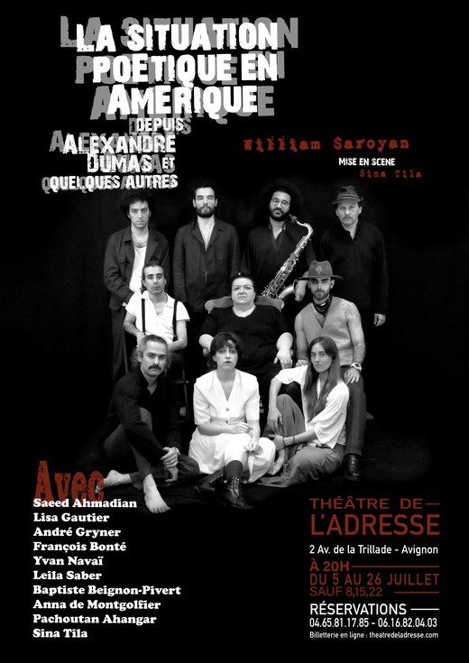 Affiche de La situation poétique en Amérique au Théâtre de l’Adresse, Avignon, juillet 2025